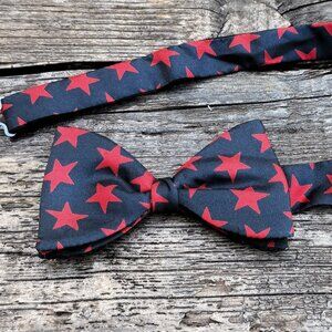 Vintage Navy Blue Red Stars American flag Patriotic Adjustable Pretied Bow tie